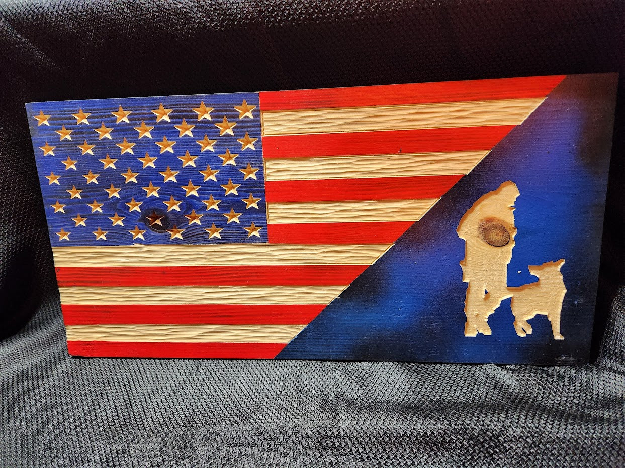 18in Wood American Half Flag