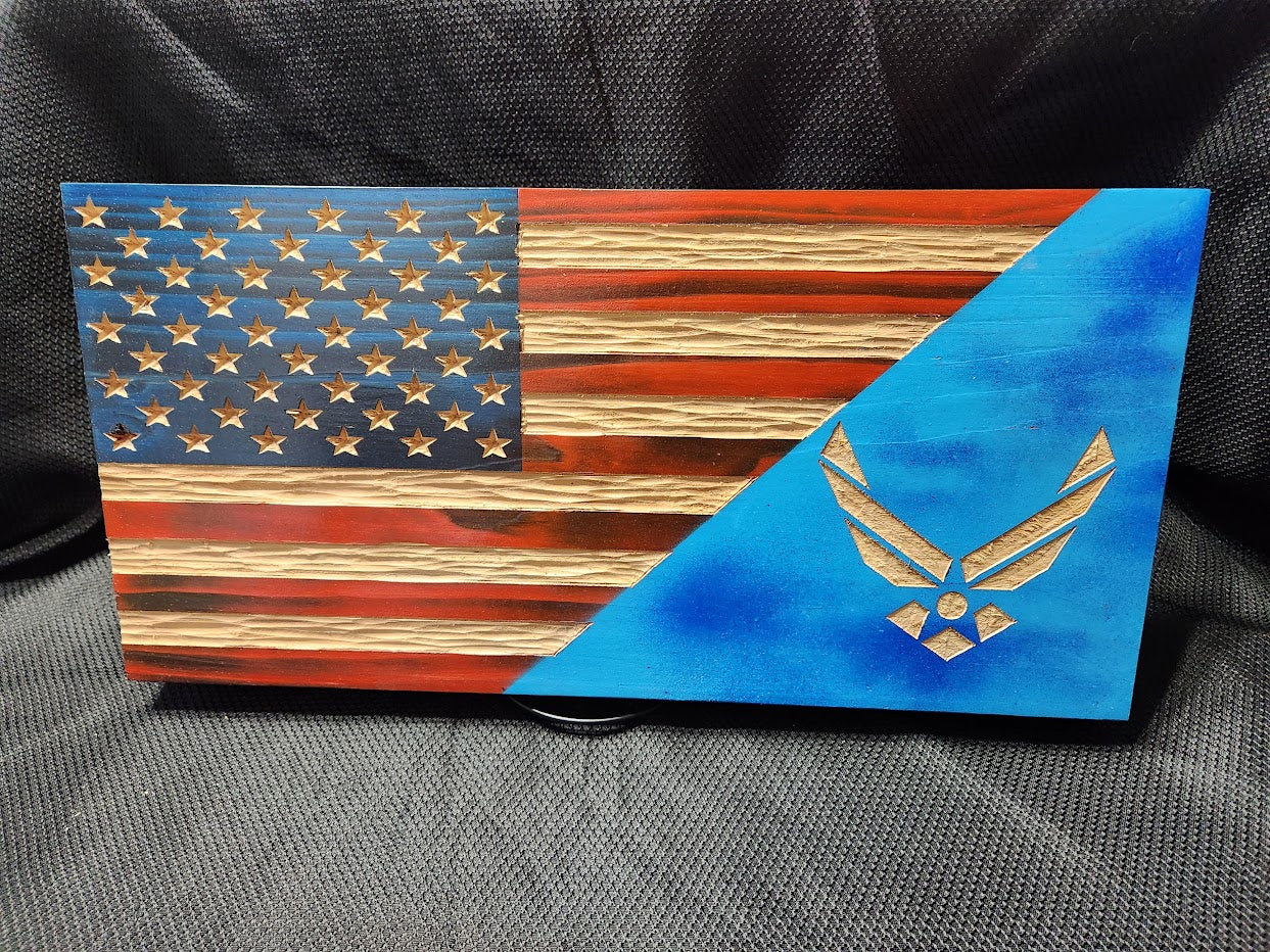 18in Wood American Half Flag