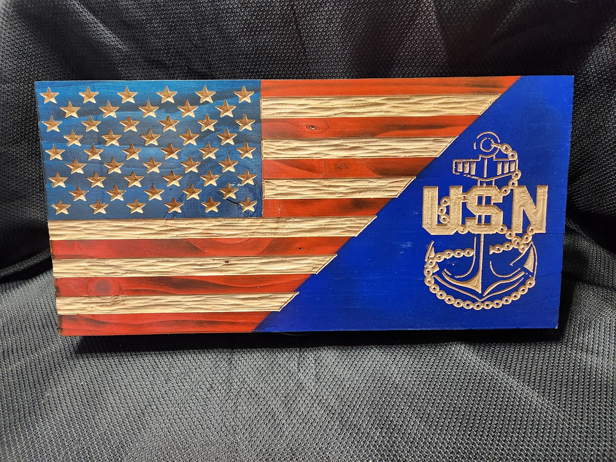 18in Wood American Half Flag