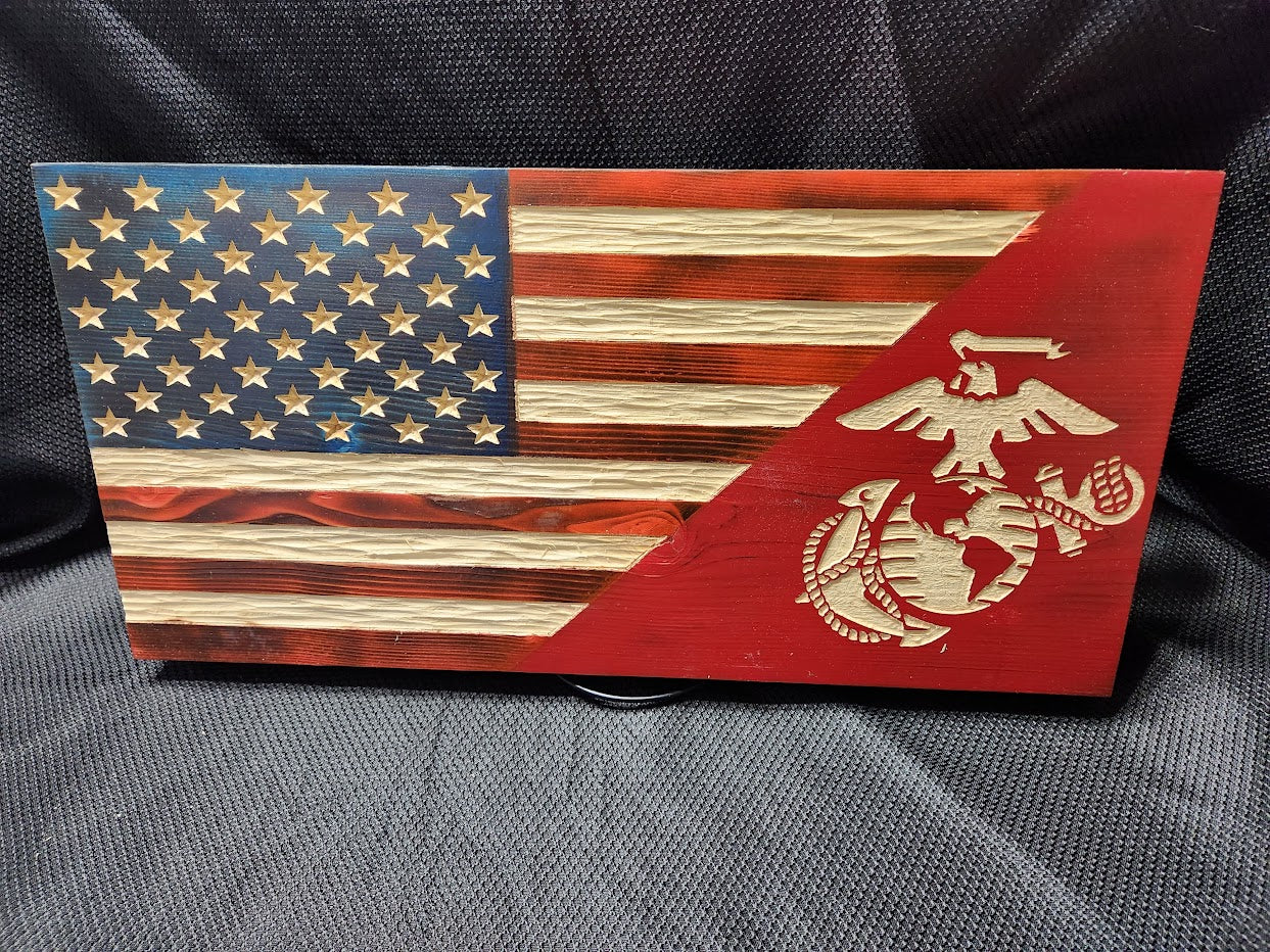 18in Wood American Half Flag