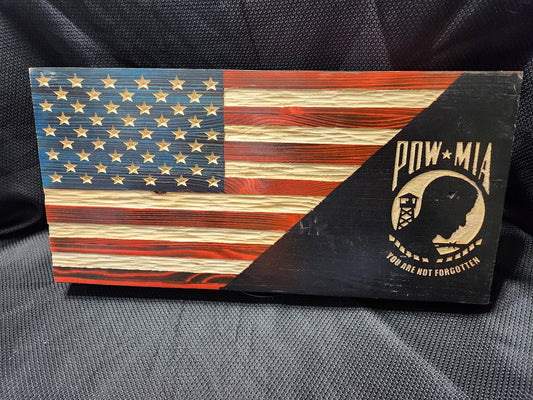 18in Wood American Half Flag