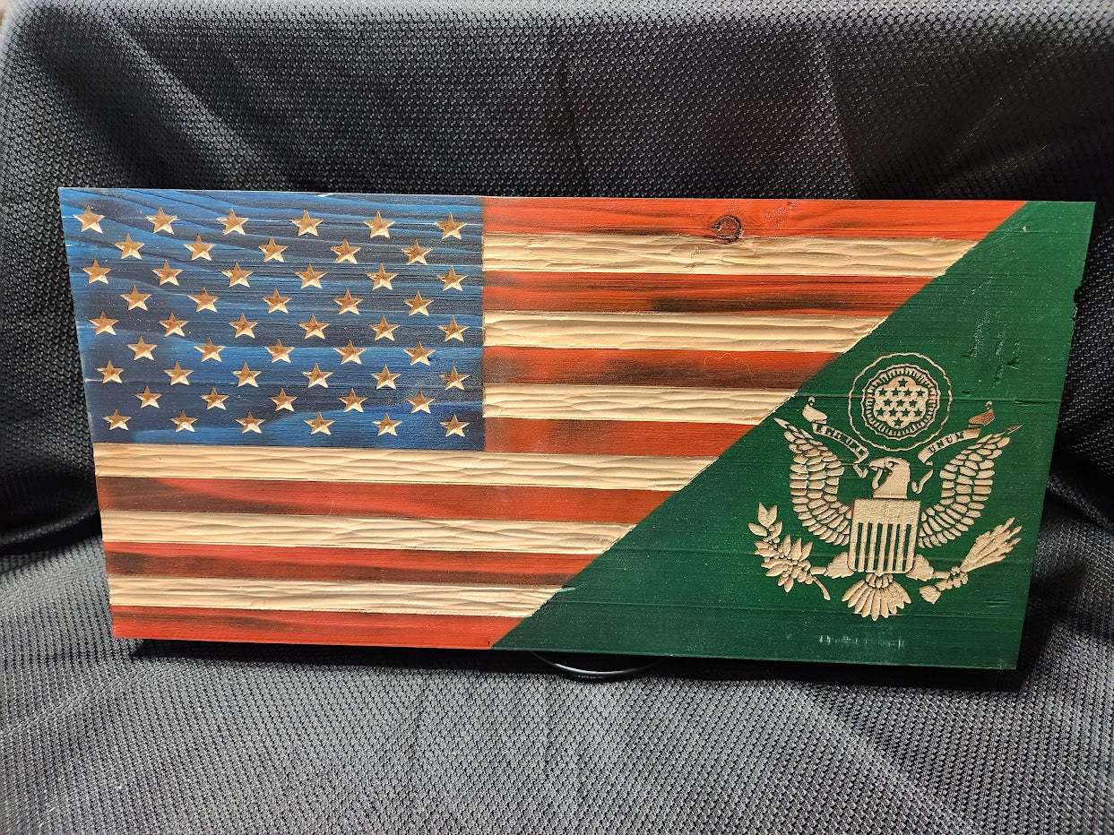 18in Wood American Half Flag