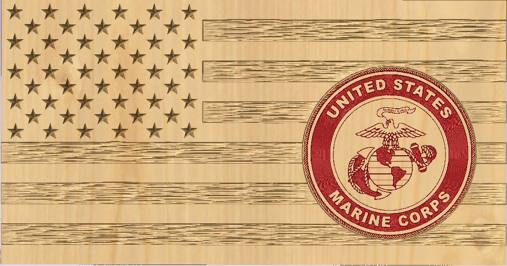 Marine Corps Wood American Flag