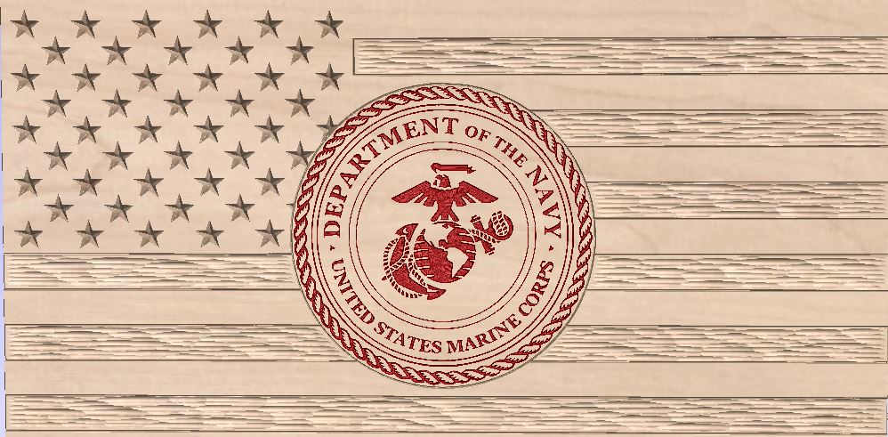 Marine Corps Wood American Flag