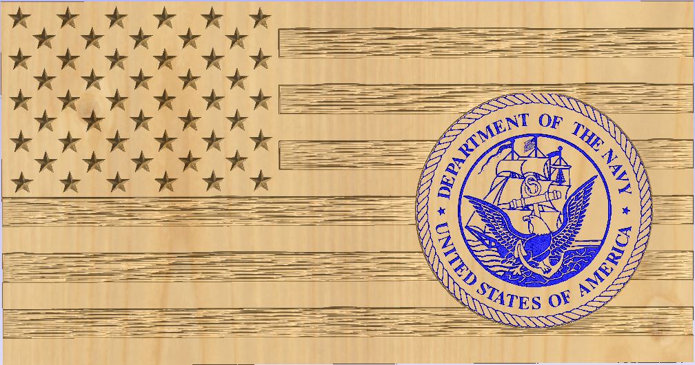 Navy Wood American Flag