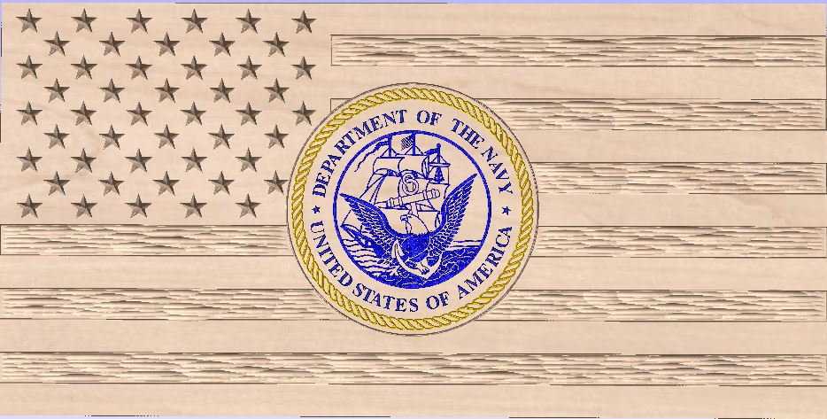 Navy Wood American Flag