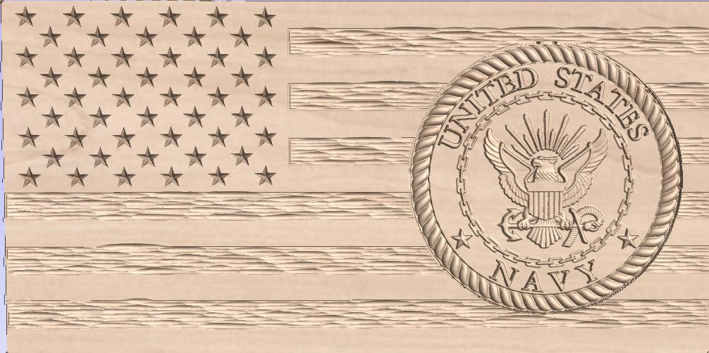 Navy Wood American Flag